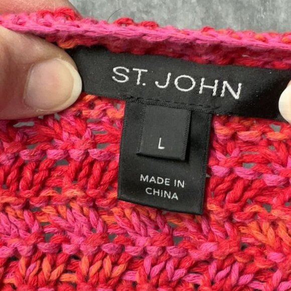 Designer - ST. JOHN Gorgeous 100% cotton pink/red/orange cable knit sweater - Picture 10 of 10